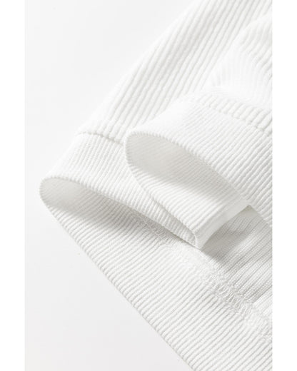 White JOY to the world Ribbed Crewneck Pullover Sweatshirt - L