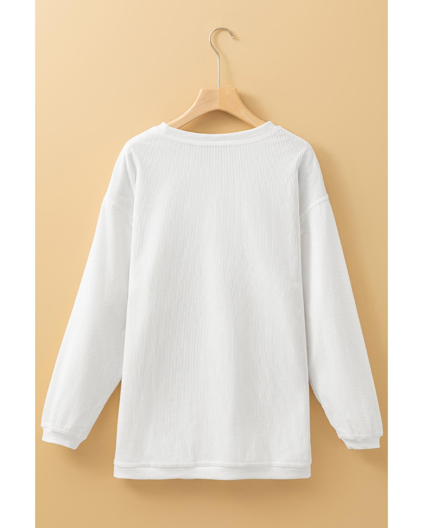 White JOY to the world Ribbed Crewneck Pullover Sweatshirt - M