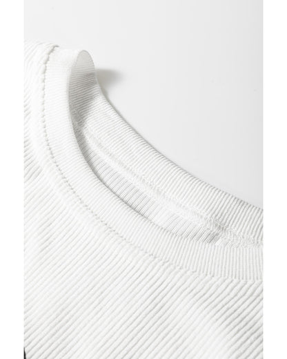 White JOY to the world Ribbed Crewneck Pullover Sweatshirt - S