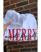 Beige MERRY and bright Embroidered Letter Graphic Sweatshirt - L