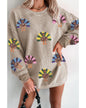 Smoke Gray Turkey Graphic Corded Baggy Sweatshirt - L