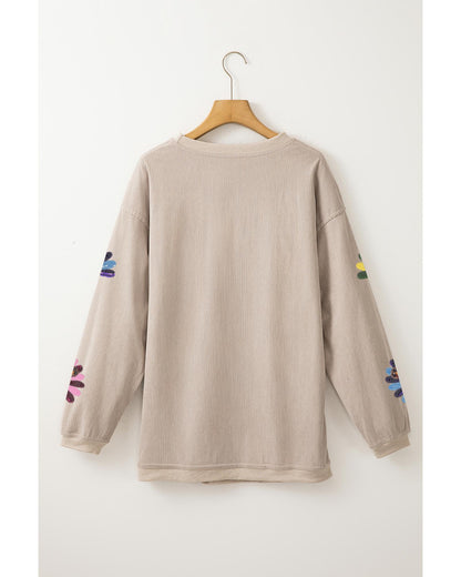 Smoke Gray Turkey Graphic Corded Baggy Sweatshirt - S