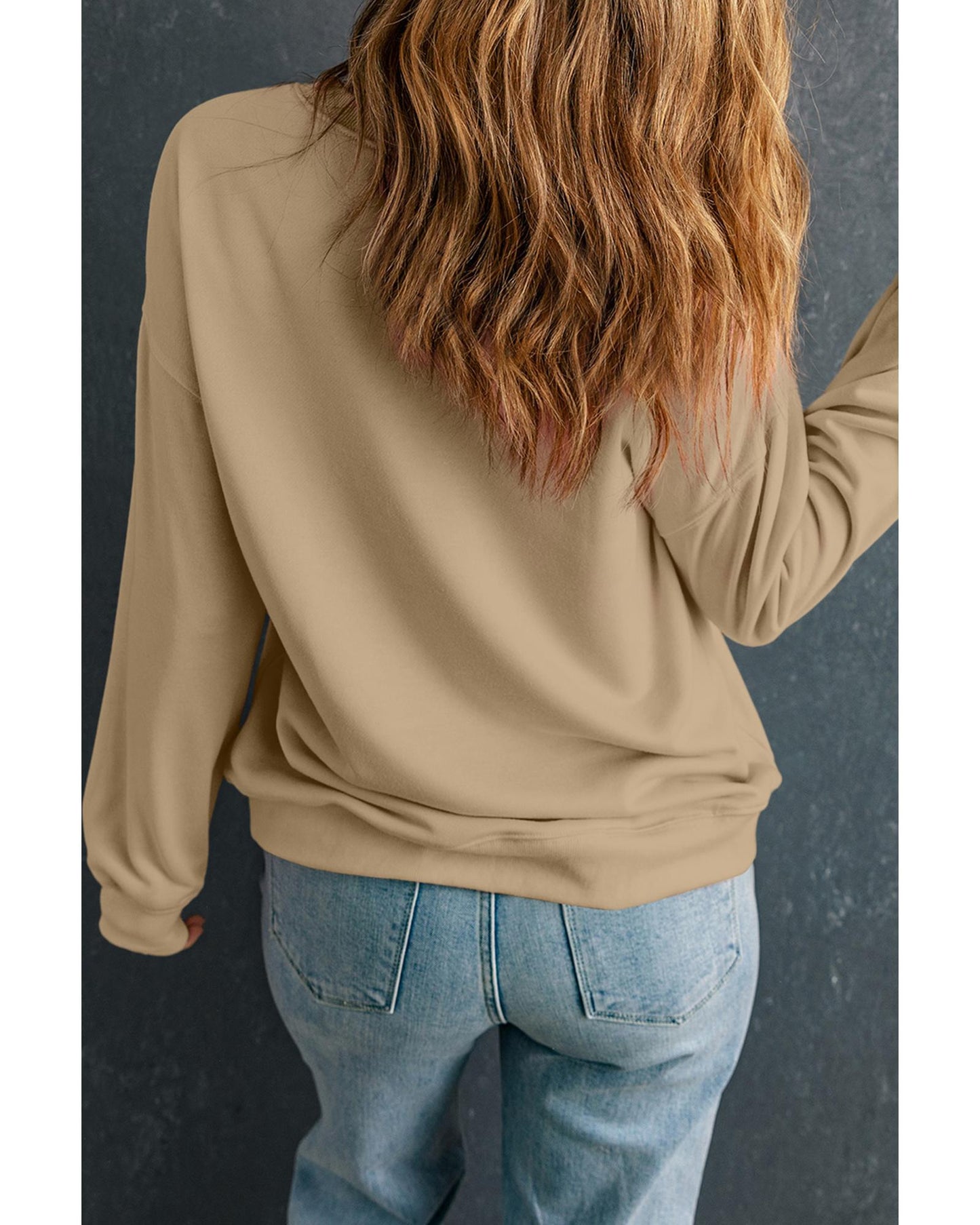 Khaki HOHOHO Santa Claus Drop Shoulder Christmas Sweatshirt - L