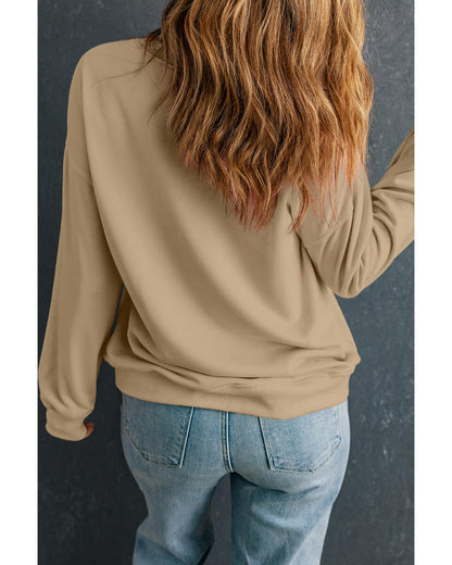 Khaki HOHOHO Santa Claus Drop Shoulder Christmas Sweatshirt - M