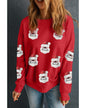 Red Sequin Santa Clause Patched Christmas Pullover Sweatshirt - XL