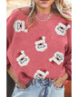Strawberry Pink Sequin Santa Clause Christmas Corded Sweatshirt - S