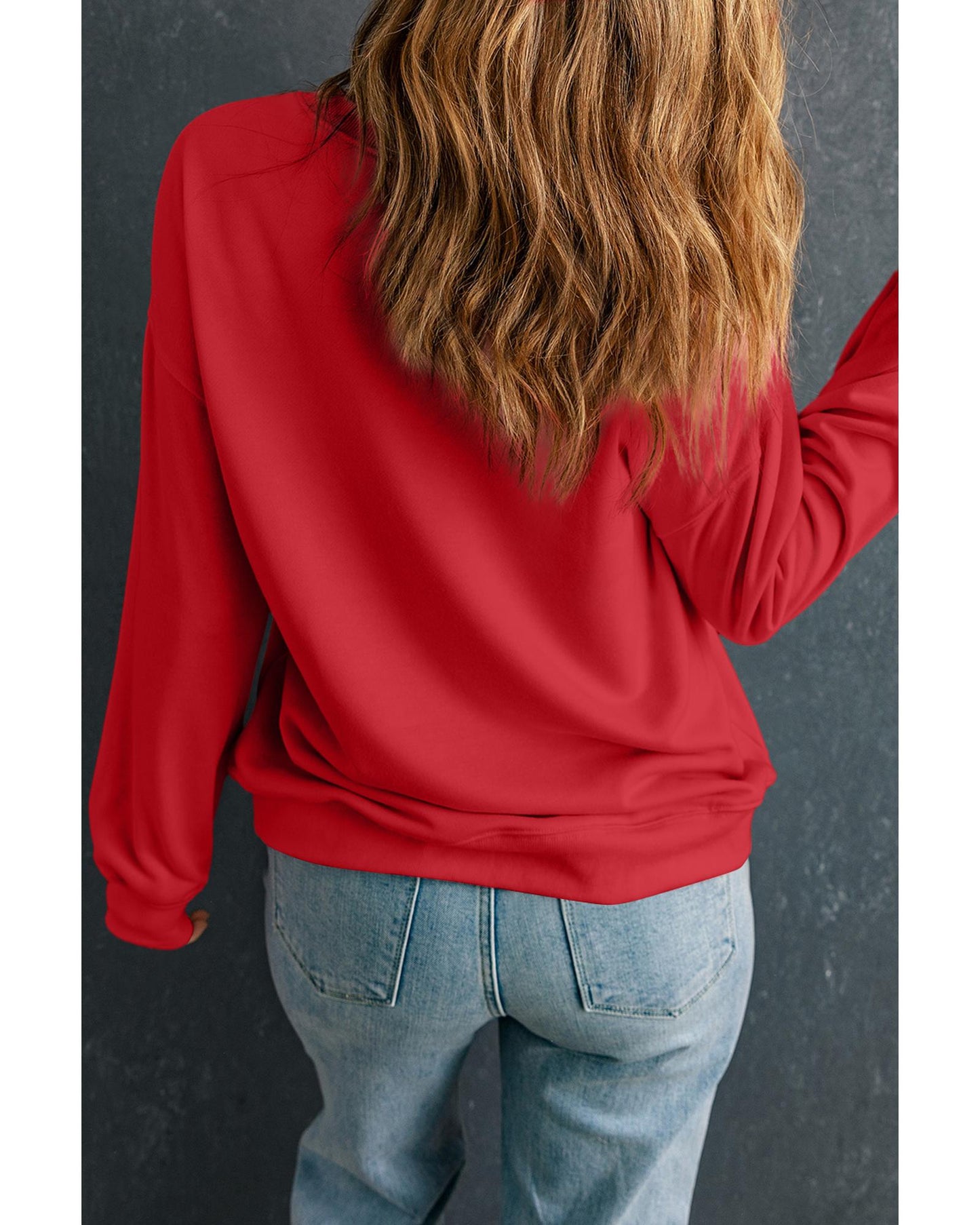 Red Sequin Father Christmas Patch Graphic Pullover Sweatshirt - 2XL