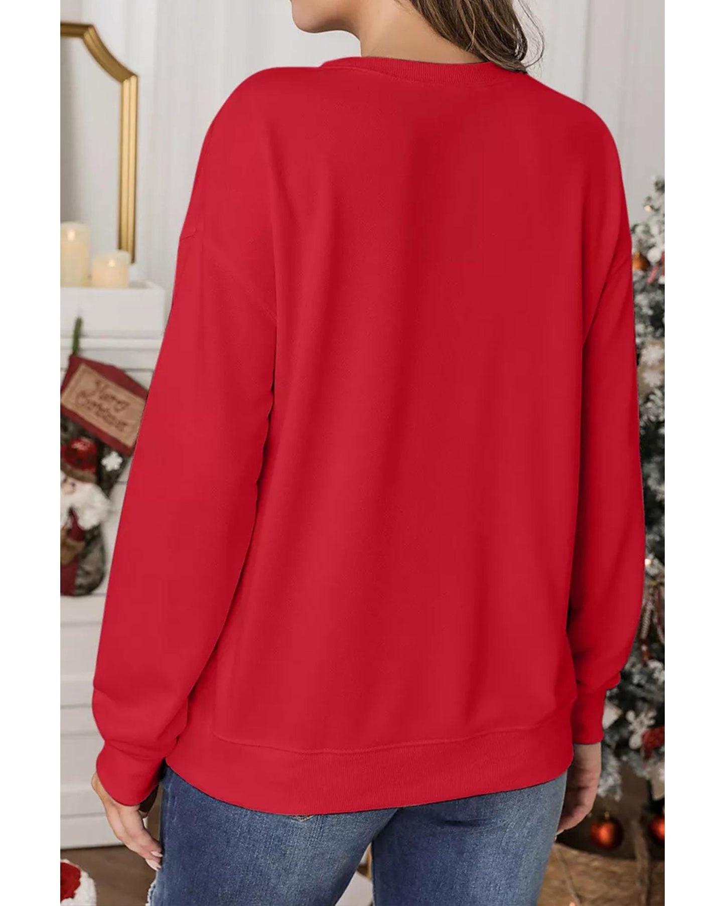 Red Rhinestone MERRY Letter Graphic Christmas Fashion Sweatshirt - 2XL