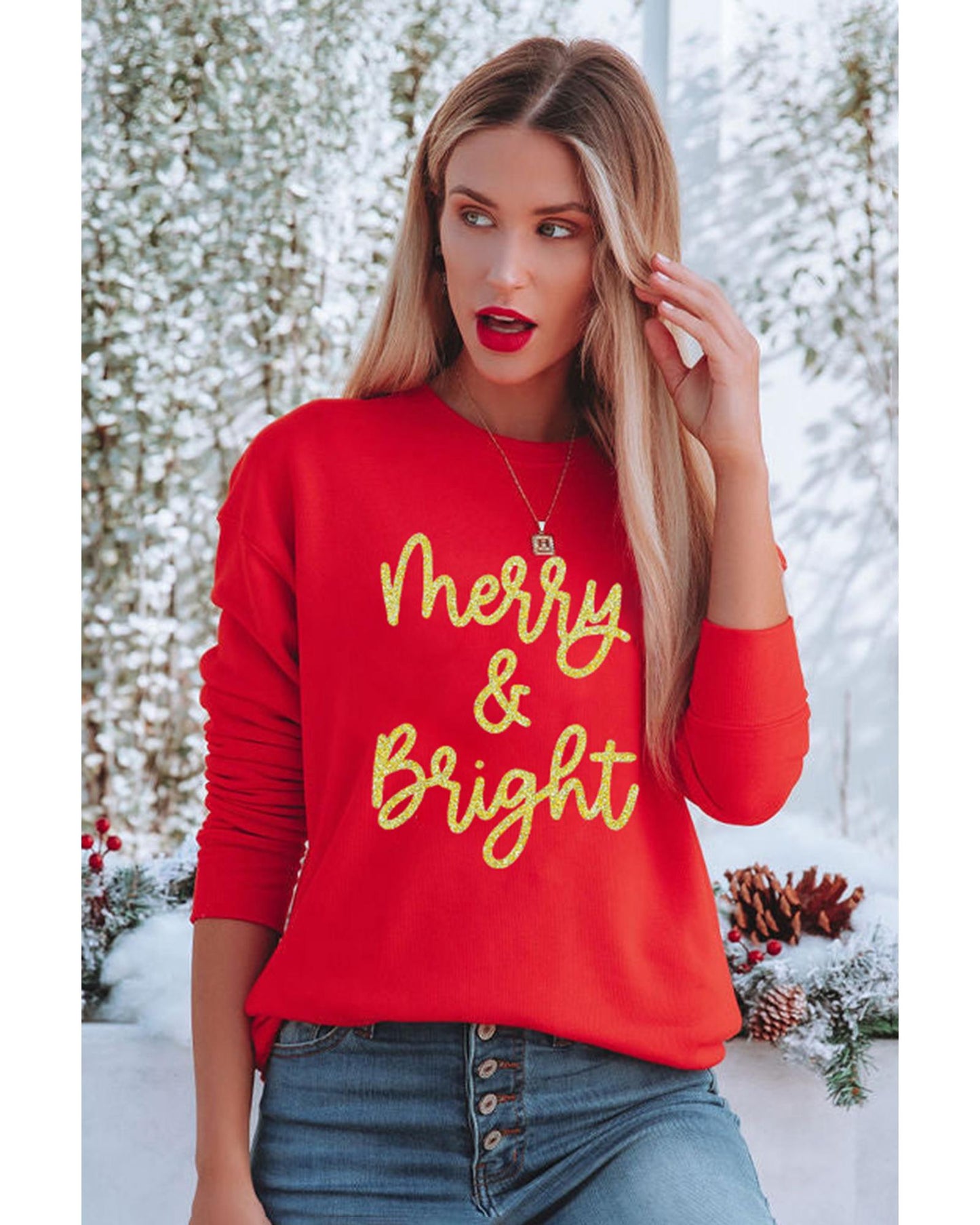 Red Merry & Bright Printed Christmas Pullover Sweatshirt - 2XL