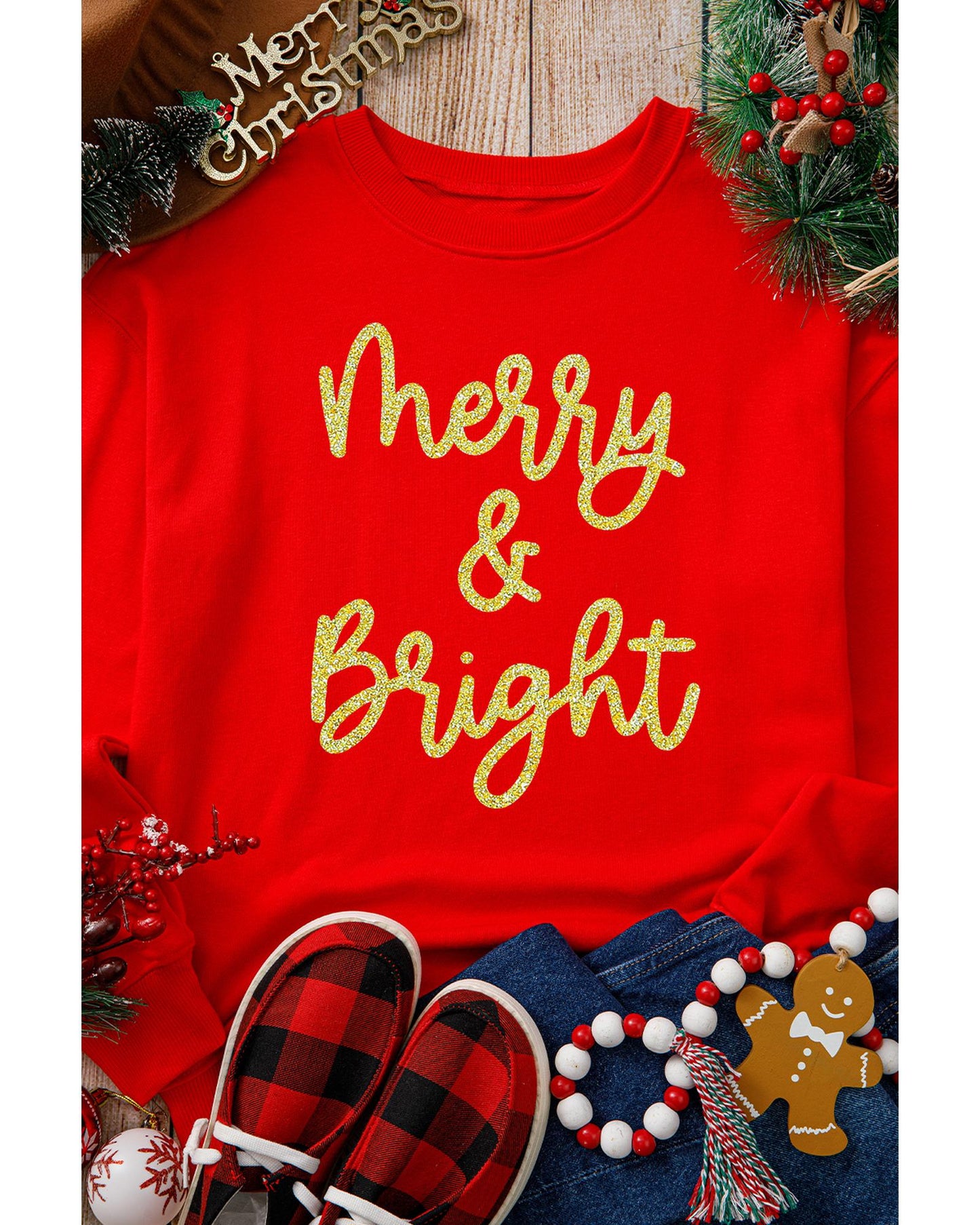 Red Merry & Bright Printed Christmas Pullover Sweatshirt - 2XL