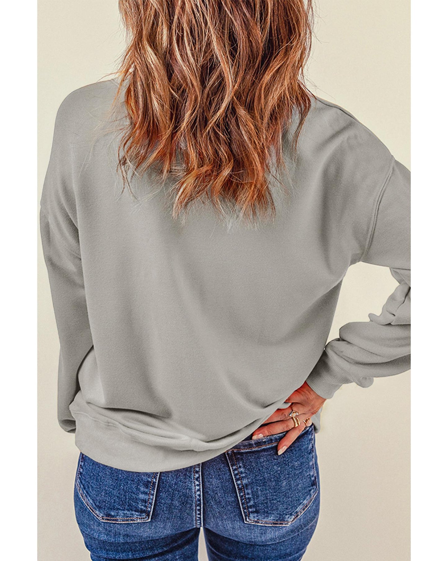 Gray Valentines Brushwork Heart Graphic Drop Shoulder Sweatshirt - S