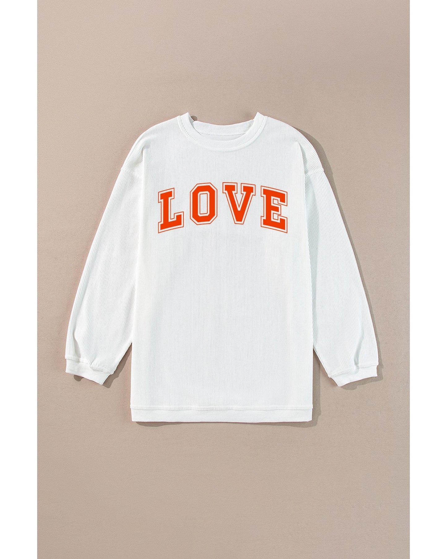 White LOVE Printed Crewneck Valentines Pullover Sweatshirt - XL