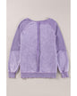 Orchid Petal Mardi Gras Patched Pattern Waffle Patchwork Sweatshirt - L