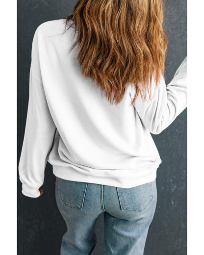 White Mardi Gras Bow Graphic Drop Shoulder Sweatshirt - 2XL