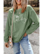 Grass Green Rhinestone lucky Clover Graphic Ribbed St Patrick Sweatshirt - S