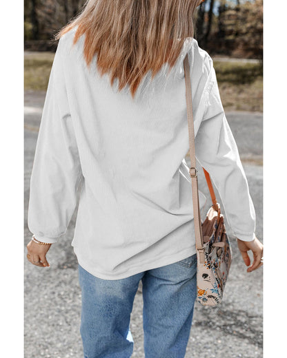 White Floral Rabbit with Glasses Graphic Corded Easter Sweatshirt - L