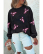 Black Sequined Crawfish Graphic Drop Shoulder Sweatshirt - M