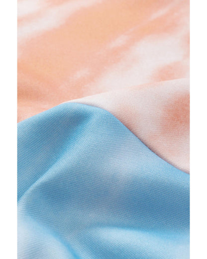Sky Blue Colorblock Kangaroo Pocket Plus Size Hoodie - 1X