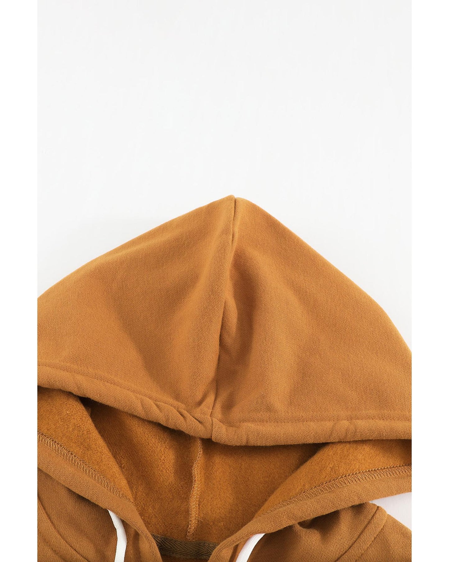 Brown Zip-Up Pocket Drawstring Hoodie Jacket - M
