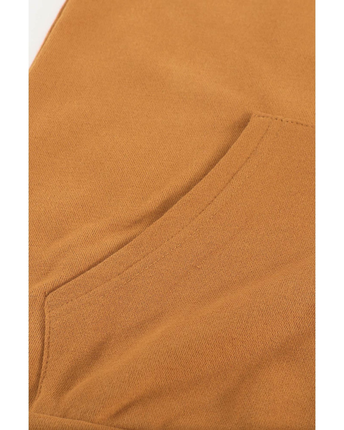 Brown Zip-Up Pocket Drawstring Hoodie Jacket - S