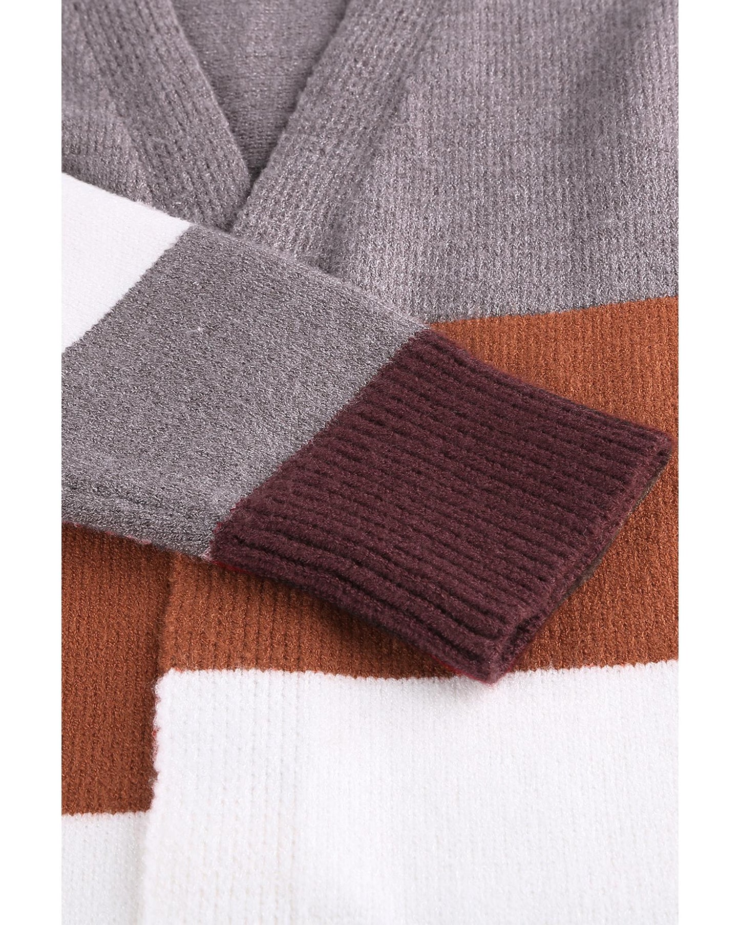 Open Front Colorblock Cardigan with Pockets - S