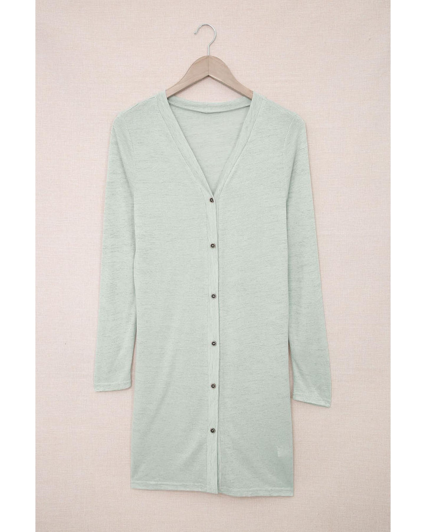 Solid Color Open-Front Buttons Cardigan - M