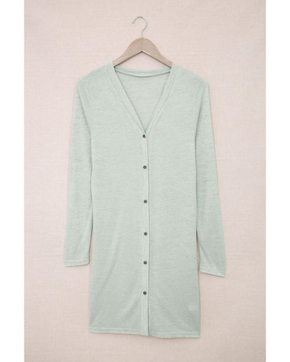 Solid Color Open-Front Buttons Cardigan - M