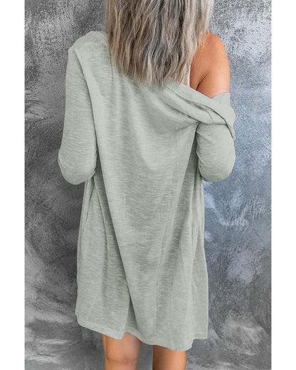 Solid Color Open-Front Buttons Cardigan - M