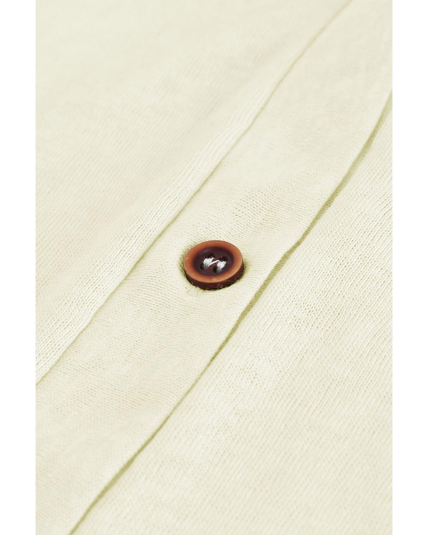 Beige Solid Color Open-Front Buttons Cardigan - M