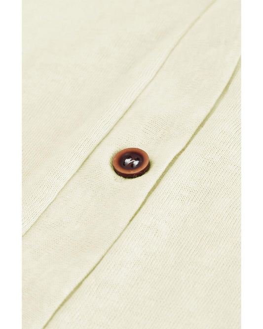 Beige Solid Color Open-Front Buttons Cardigan - M