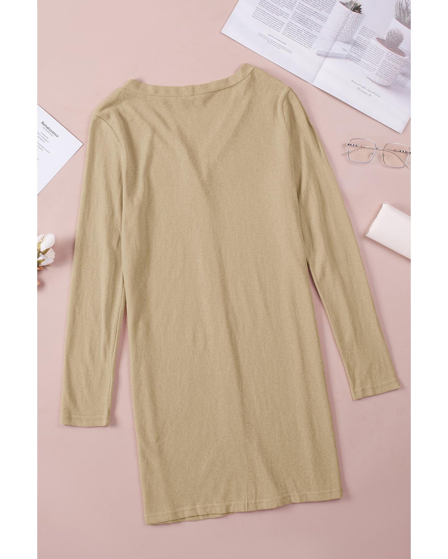 Solid Color Open-Front Buttons Cardigan - 2XL