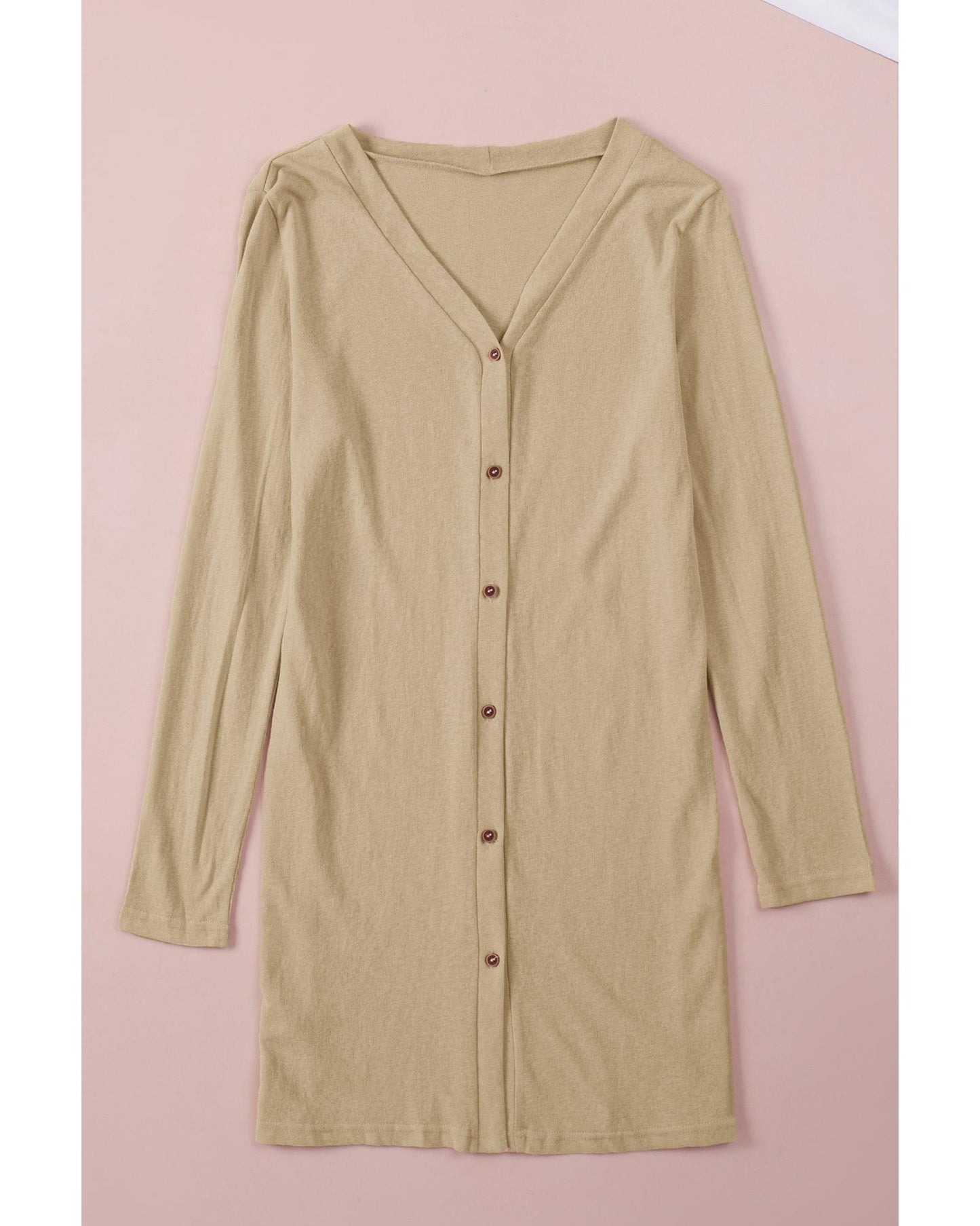 Solid Color Open-Front Buttons Cardigan - L