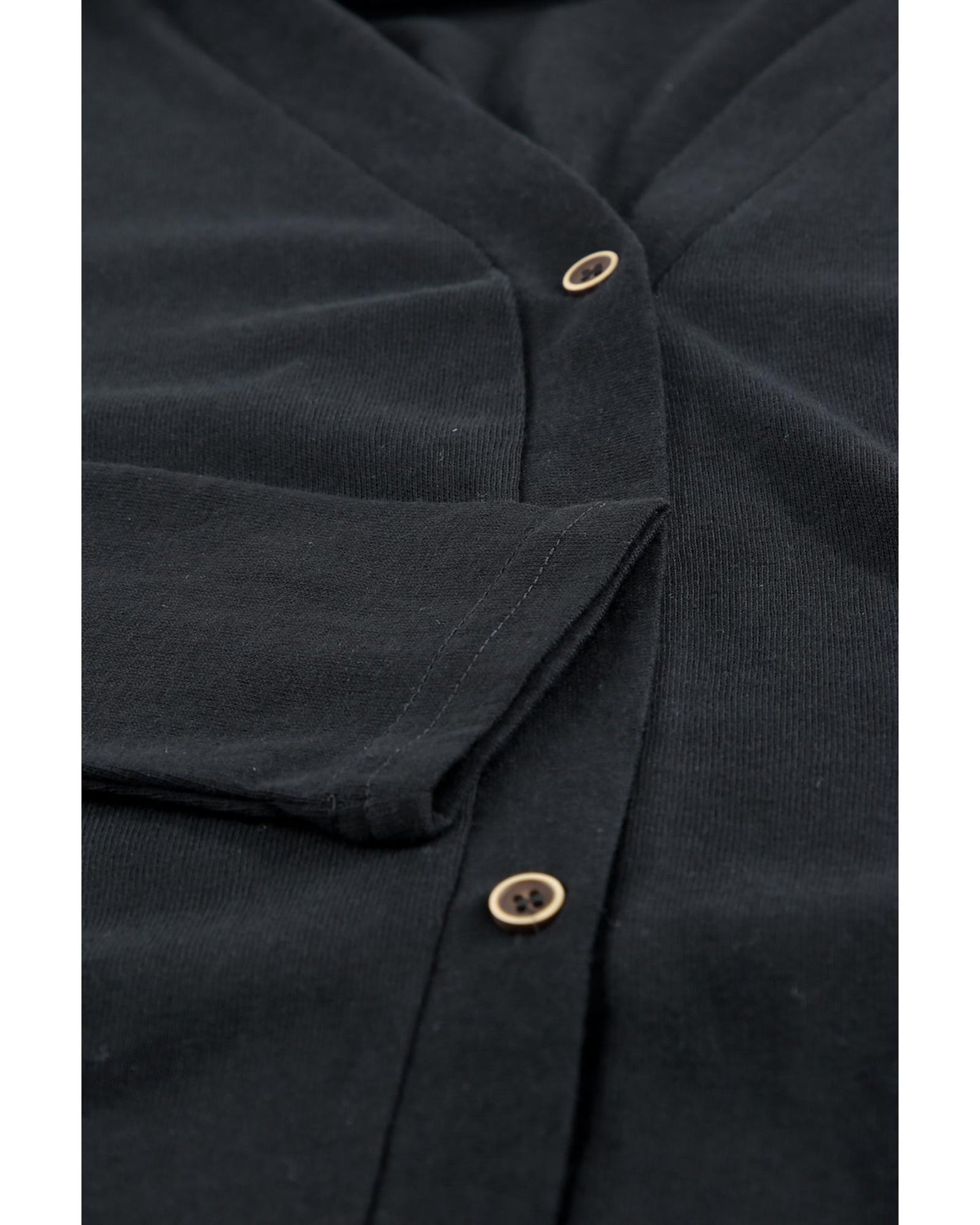 Azura Exchange Black Solid Color Open-Front Buttons Cardigan - M