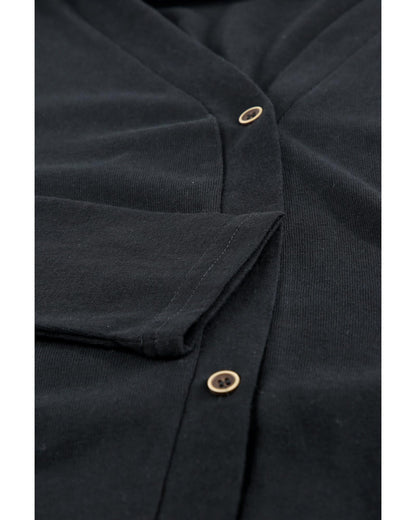 Azura Exchange Black Solid Color Open-Front Buttons Cardigan - M