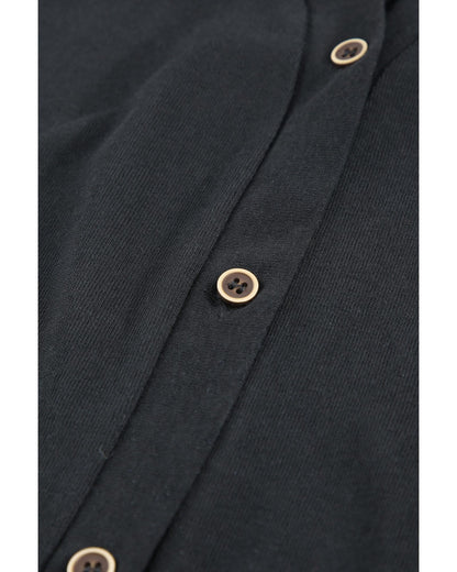 Azura Exchange Black Solid Color Open-Front Buttons Cardigan - M
