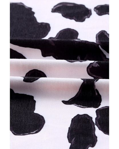 Black Western Pattern Cow Patchwork Open Front Cardigan - L
