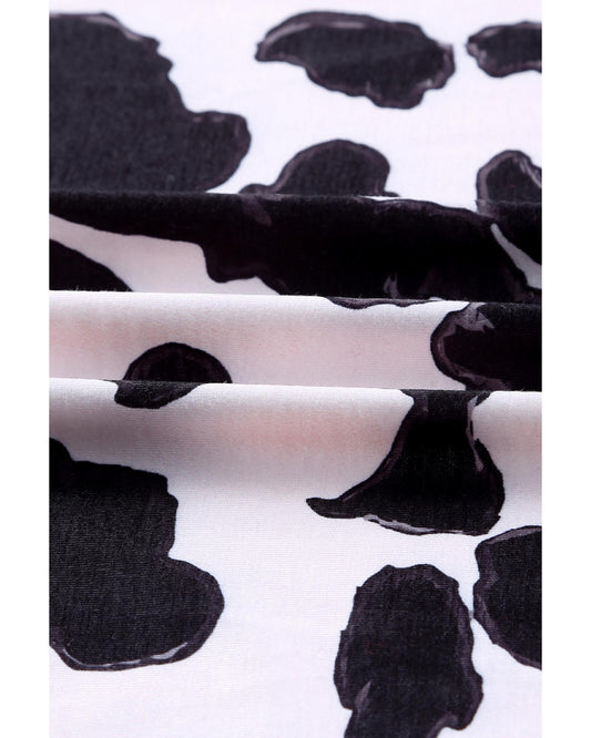 Black Western Pattern Cow Patchwork Open Front Cardigan - L