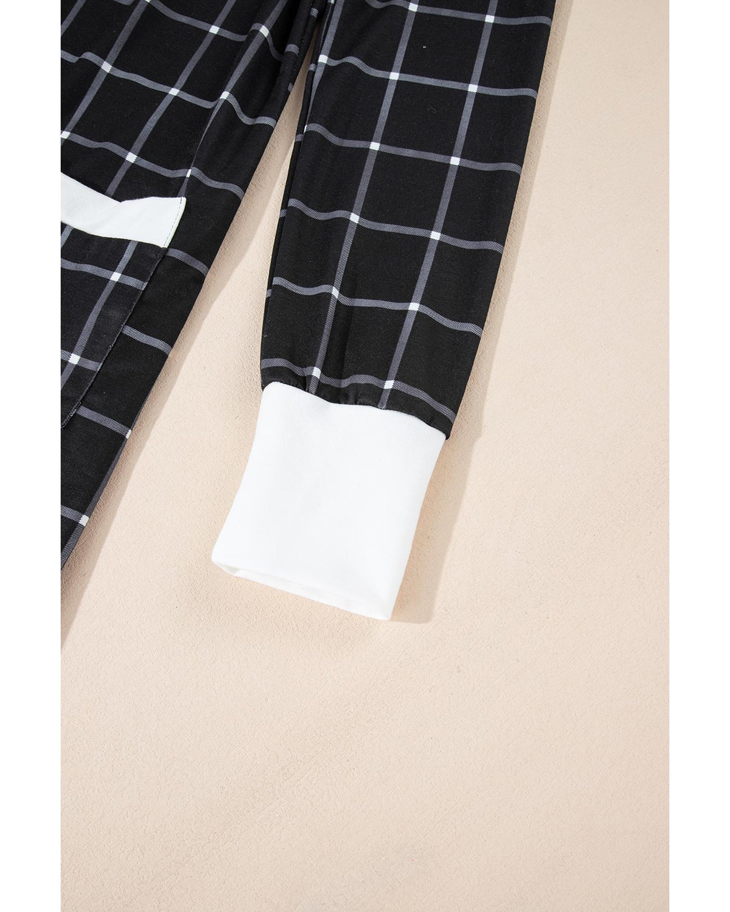 Black Plaid Colorblock Edge Open Cardigan with Pocket - S