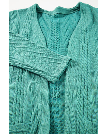 Canton  Solid Textured Open Front Cardigan with Pocket - M