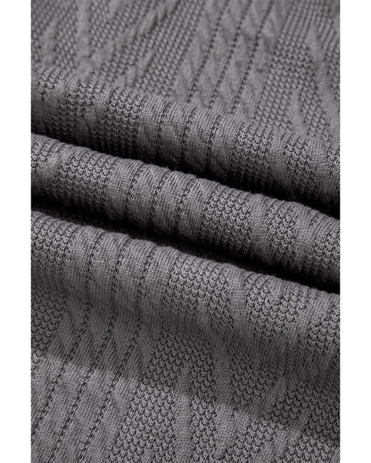 Medium Grey  Solid Textured Open Front Cardigan with Pocket - M