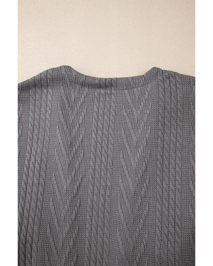 Medium Grey  Solid Textured Open Front Cardigan with Pocket - M
