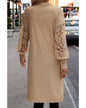 Parchment Lace Patchwork Ribbed Knit Open Front Duster Cardigan - M