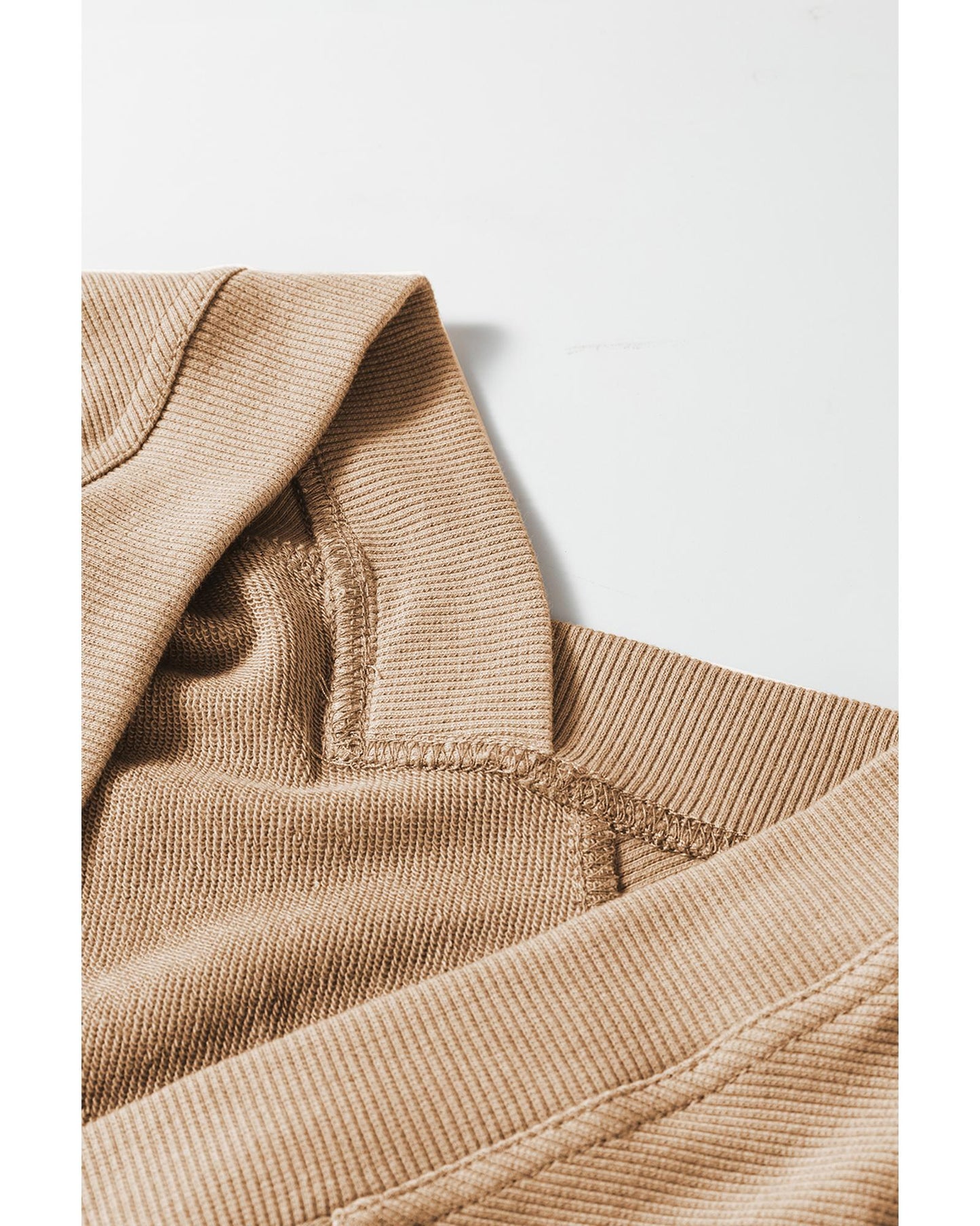 Light French Beige Ribbed Edge Exposed Seam Knit Cardigan with Pockets - M