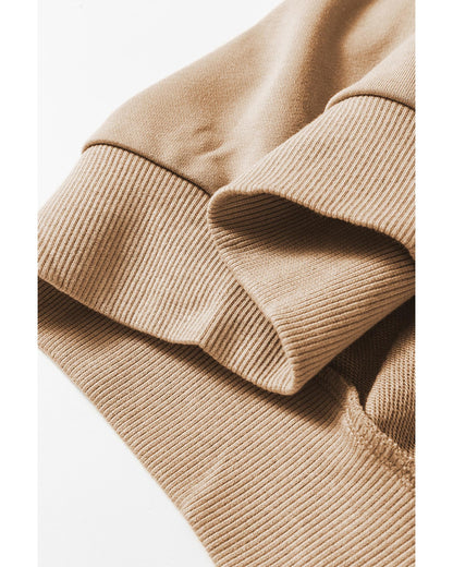Light French Beige Ribbed Edge Exposed Seam Knit Cardigan with Pockets - S