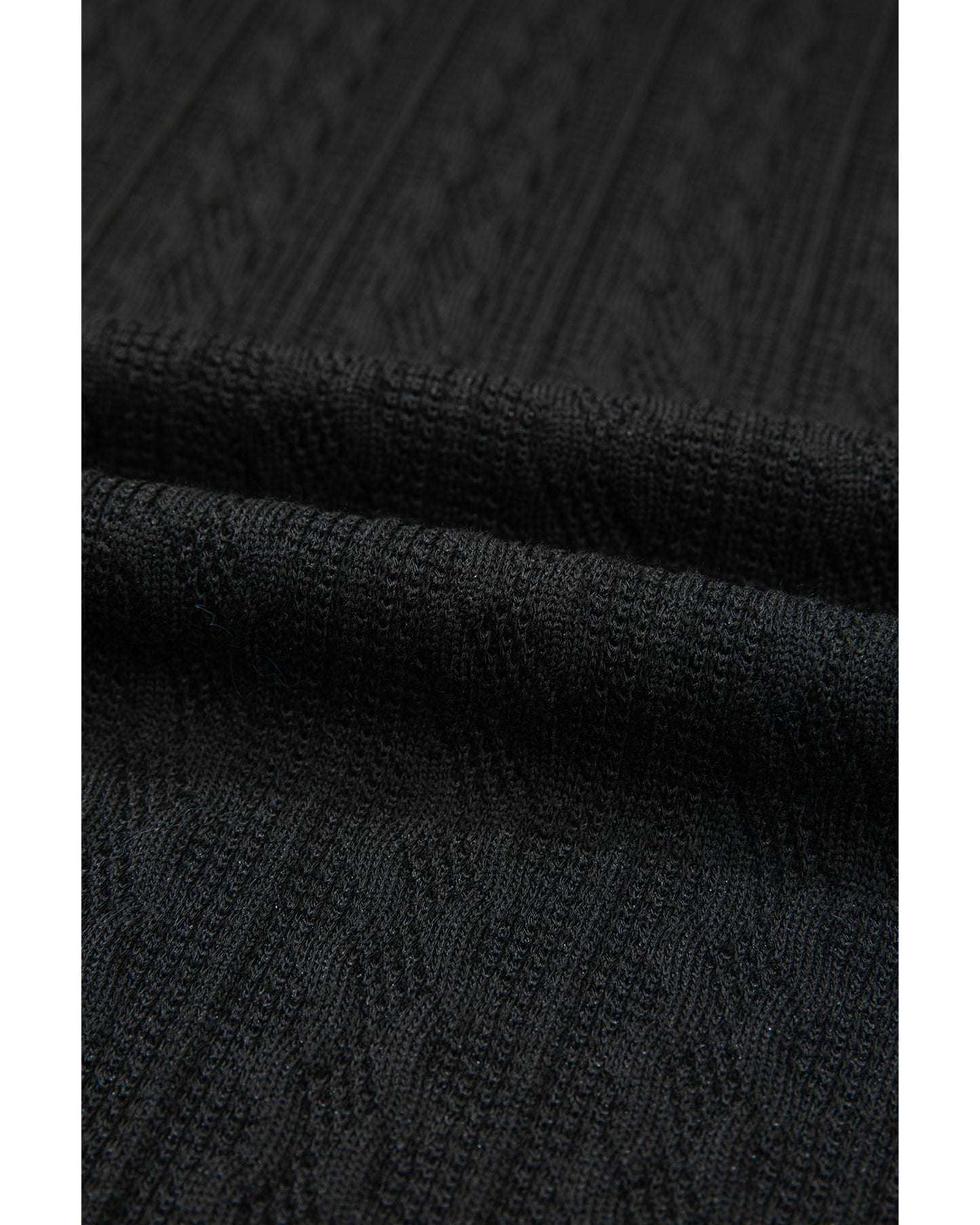 Black Textured Knit Side Pockets Open Front Cardigan - S