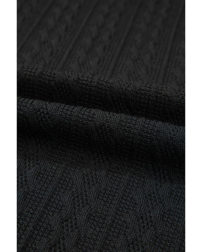Black Textured Knit Side Pockets Open Front Cardigan - S