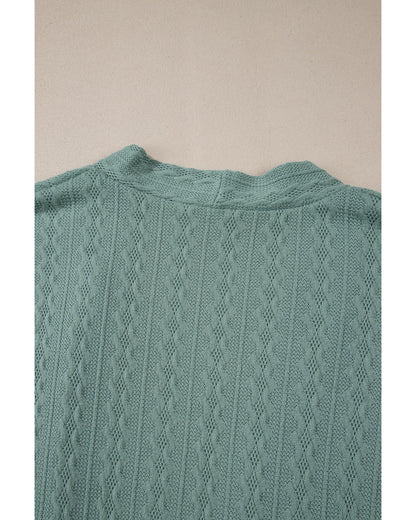 Canton Textured Knit Side Pockets Open Front Cardigan - S