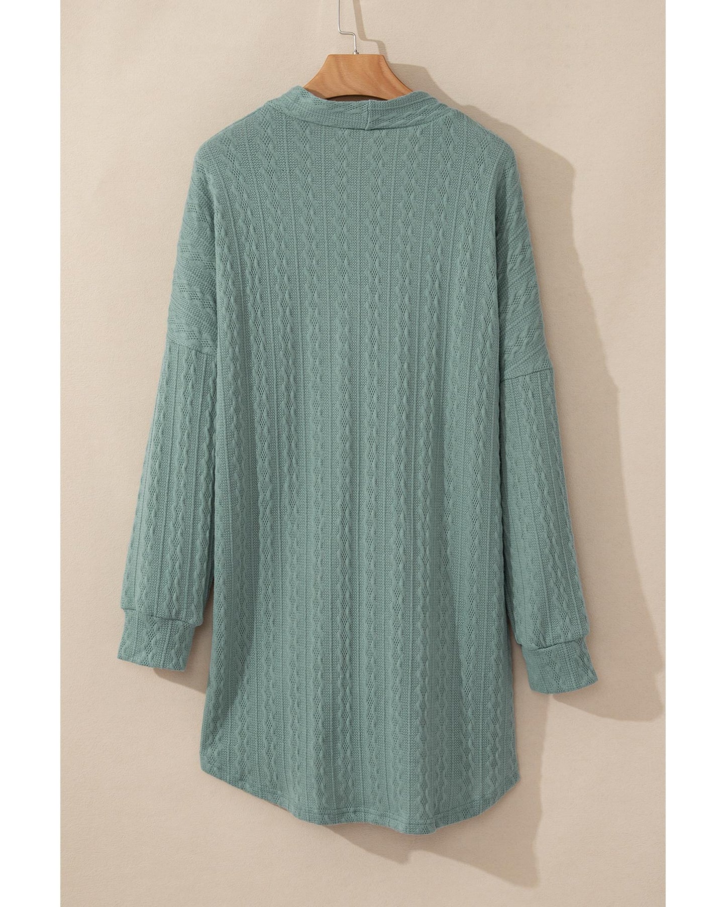 Canton Textured Knit Side Pockets Open Front Cardigan - S
