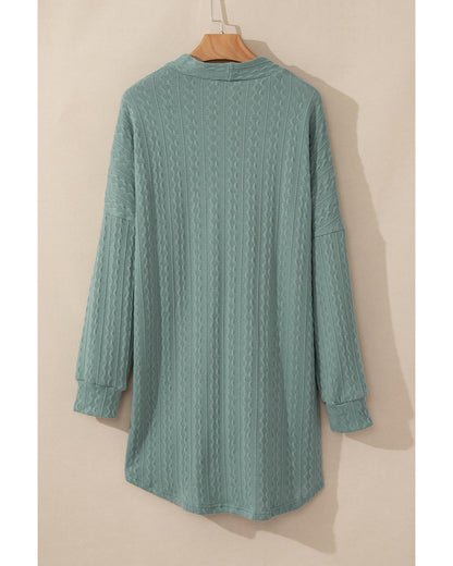 Canton Textured Knit Side Pockets Open Front Cardigan - S