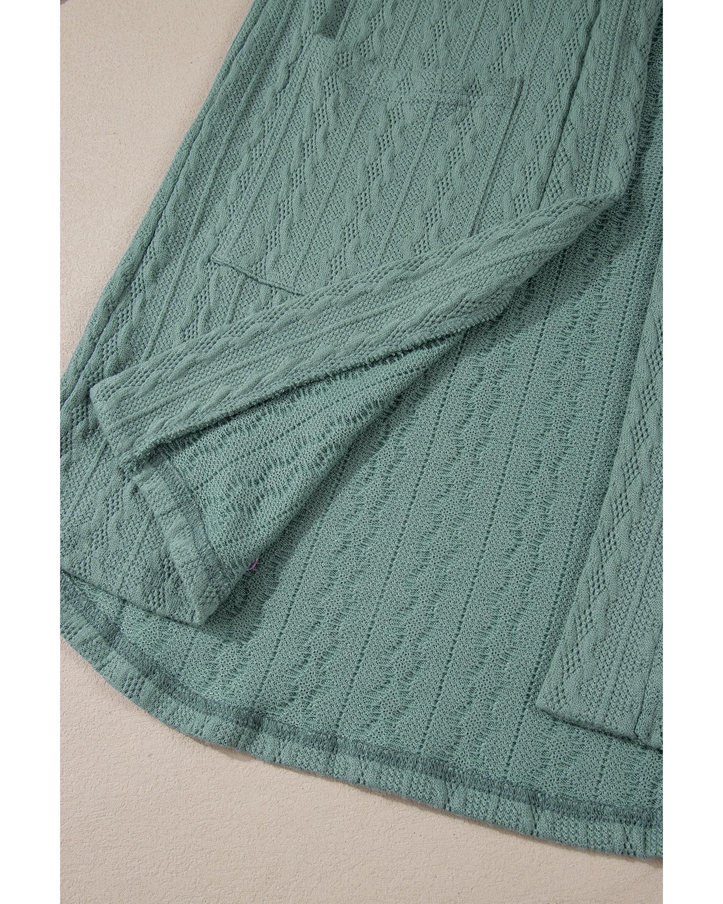 Canton Textured Knit Side Pockets Open Front Cardigan - S